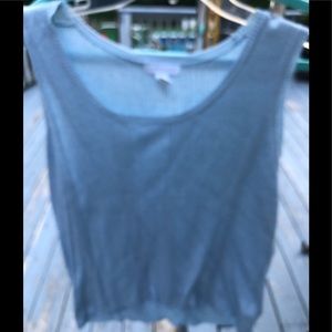 𝅺Charter Club size XL blue scoop neck ribbed knit tank top with silver threading